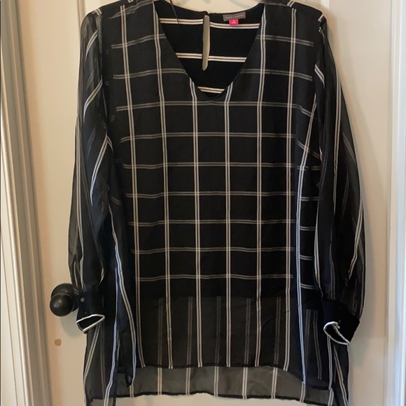 Chemisier Vince Camuto 2XL - Imprimé Pied-de-poule Noir, Occasion En Excellent état